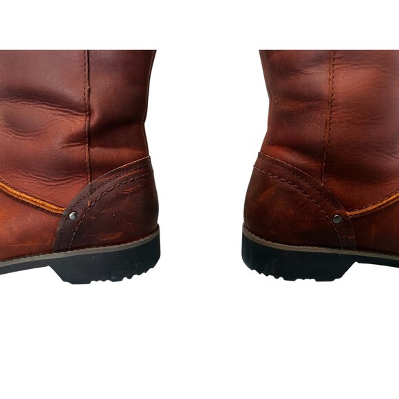 Sold Eddie Bauer Leather Tall Knee High Riding Boots 8 Women Brown Equestrian - Picture 8 of 16